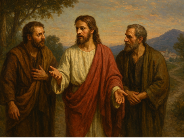 Jesus viser seg for Emmaus-vandrerne